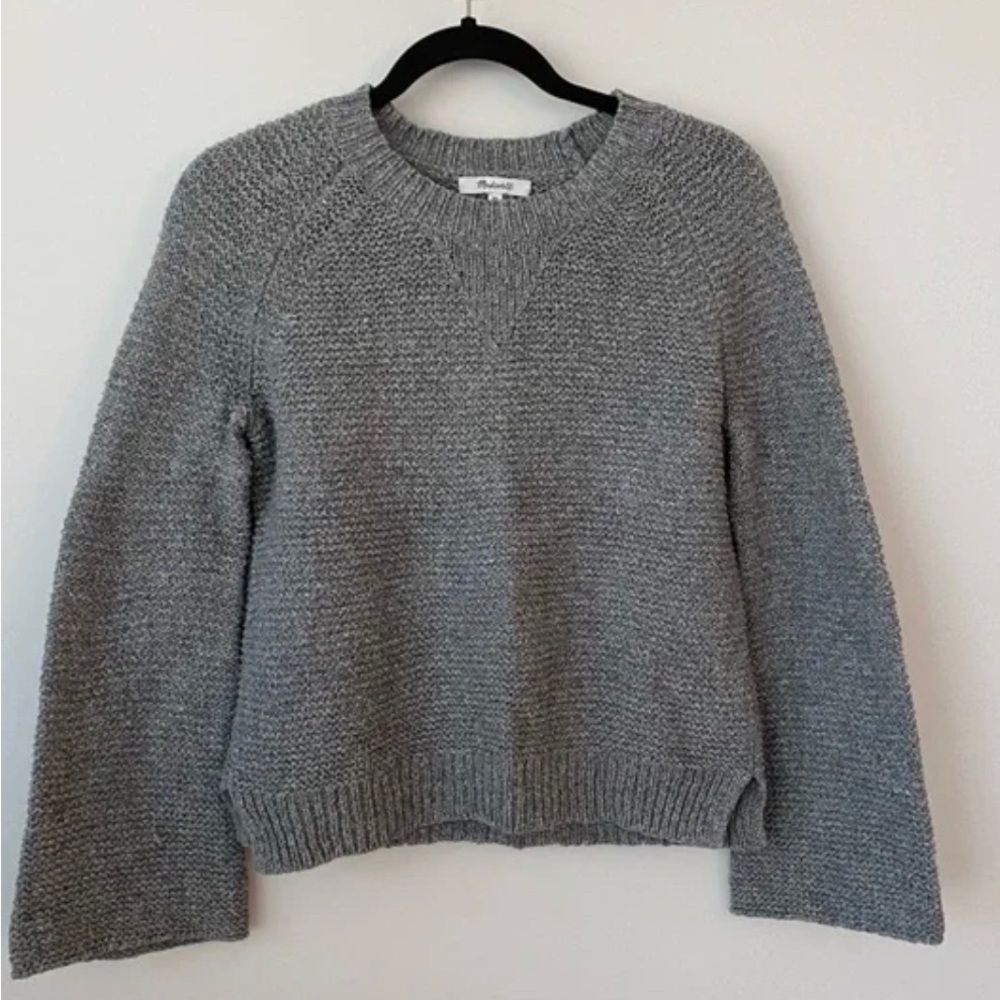 Madewell Grey Knit Sweater Bell Sleeves